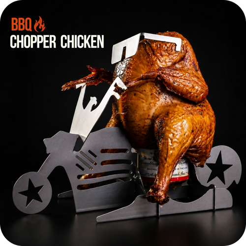 Chopper Chicken™ Motorcycle-style chicken roasting stand