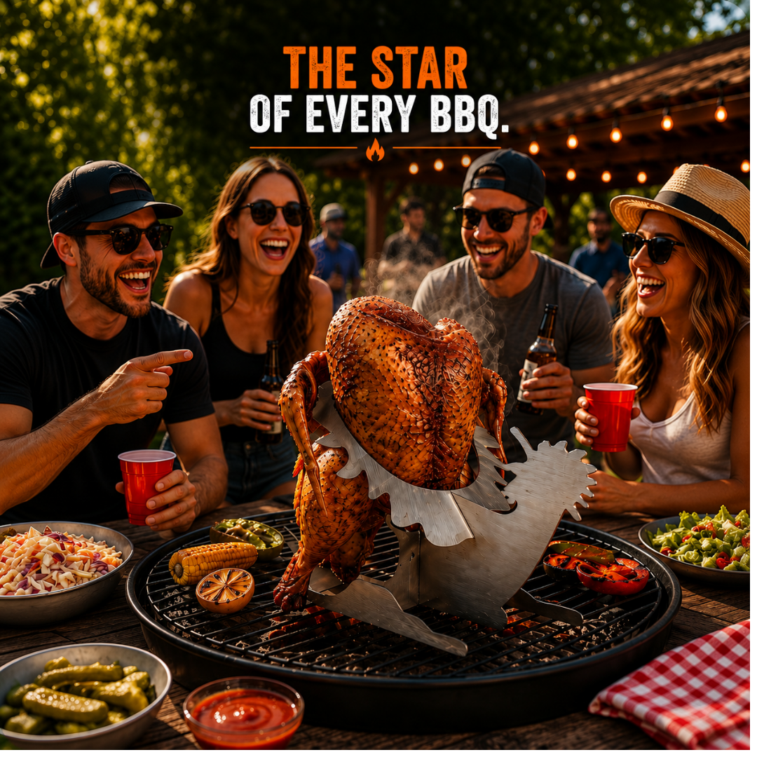 Rooster Rider™ Rooster-style chicken roasting stand