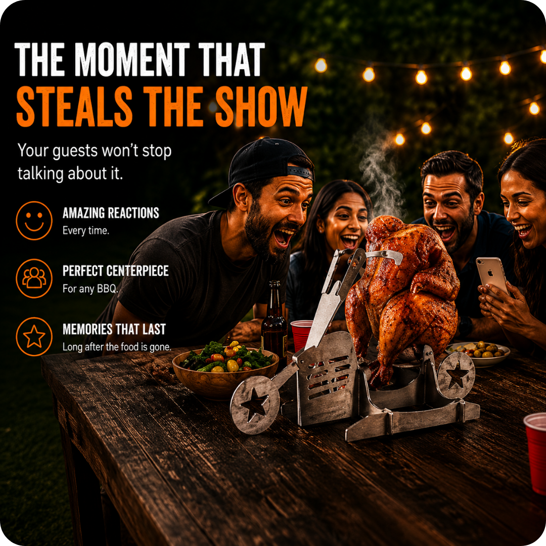 Chopper Chicken™ Motorcycle-style chicken roasting stand